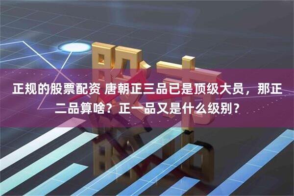 正规的股票配资 唐朝正三品已是顶级大员，那正二品算啥？正一品又是什么级别？